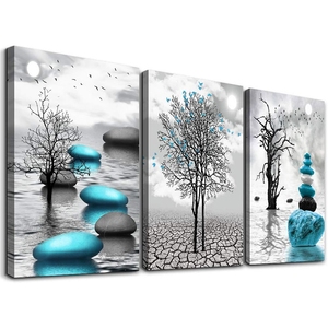 Tela di arte della parete soggiorno decorazione della parete pittura camera da letto <span class=keywords><strong>bagno</strong></span> incorniciato arte astratta decorazione della casa blu pittura murale - Product Image 5