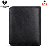 Dompet Kulit Asli Unisex Tipis dengan Penutup Ritsleting Vintage, Anti RFID, Slot Kartu Kredit, dan Kantong Koin dari Merek Mewah