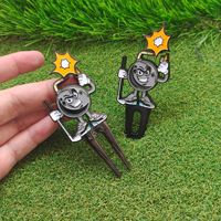 Fourche en métal au design personnalisé, outil de réparation de divot, pince à chapeau, étiquette/marqueur de balle de golf, coffret cadeau, accessoires pour golf, vente en gros