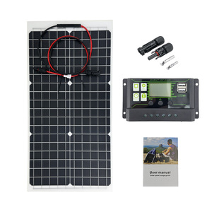Kit de panneaux solaires monocristallins semi-flexibles 30W 18V avec contrôleur et câbles pour utilisation en extérieur - Product Image 1