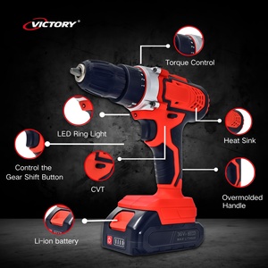 רב תכליתיים 21v 3in-1 מקדחה חשמלית מברשת מנוע 2-מהירות בקרה 2 מהירות 2 כוח סוללה לשימוש ביתי - Product Image 6