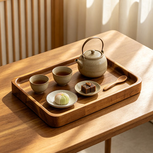Wu Youju Acacia Wood <b>Tea</b> <b>Tray</b> Rectangular Household Serving <b>Tray</b> For <b>Tea</b> Set Dessert Fruit Cake Multifunctional - Product Image 1