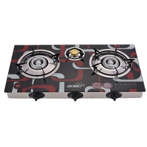 Buen <span class=keywords><strong>precio</strong></span> cocina principal vidrio estufa de gas de tres quemadores mesa de vidrio cocinas estufa de gas - Product Image 1