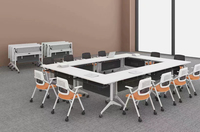 Chaises pliantes en métal en gros, chaises de conférence de bureau en maille, chaises de formation avec tablettes d'écriture, chaises d'écriture pour étudiants