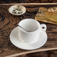 Ensemble tasse et soucoupe à café en porcelaine blanche PITO 300ml, pour bar à café, restaurant, logo personnalisé, tasses à café blanches