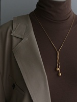 À la mode 18k Plaqué Or En Acier Inoxydable Bijoux De Mode Femmes Accessoires Décoratifs Chandail Long Gland Boule Chaîne Collier