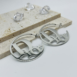 Designer Brand's New Exaggerated High-end Minimalist Fashion Letter Large Stainless Steel <strong>Hoop</strong> <strong>Earrings</strong> <strong>for</strong> <strong>Women</strong> - Product Image 4