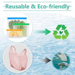 Sacs de congélation réutilisables en PET de qualité alimentaire pour sandwichs, compatibles lave-vaisselle, étanches, personnalisables pour mariner les viandes, repas de voyage, modernes - Product Image 3