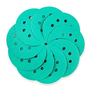 Disco redondo abrasivo verde de calidad superior Disco de papel de lija de cerámica Disco de lijado de tela de 8 agujeros de 150mm