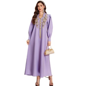 Vestido Largo Elegante ZF3171 en Poliéster Morado con Corte en A, Mangas Abullonadas y Cuello Tipo Calabaza - Product Image 5