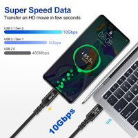 Nuevo Cable de Carga Rápida USB Tipo-C de 5A y 100W con Transferencia de Datos de 10Gbps, Revestimiento de Nailon, 4K 60Hz para iPhone y Computadora/Impresora