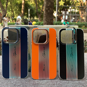 Kinh Doanh Thời Trang Gradient Da & PC Cover Quay Lại Laser Khắc Chống Sốc Điện Thoại Trường Hợp Đối Với iPhone 15 14 13 12 Pro Max 14 15 Cộng Với - Product Image 2