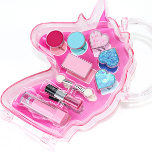 Kit de <span class=keywords><strong>Maquillaje</strong></span> Cosmético <span class=keywords><strong>para</strong></span> <span class=keywords><strong>Niñas</strong></span>, Unicornio Rosa, Seguro, No Tóxico, Lavable, Sombra de Ojos Colorida, Brillo, Colorete, Brocha, Set de Regalo - Product Image 2