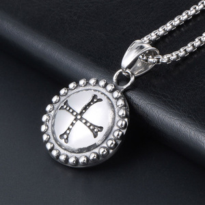 Vintage Gothic <b>Cross</b> Pendant Necklace Titanium Steel Round Charm Unisex Gift Jewelry SP136 - Product Image 3