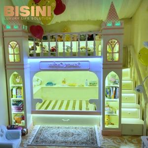 Litera <span class=keywords><strong>de</strong></span> madera maciza con escalera para niños y niñas, cama <span class=keywords><strong>de</strong></span> <span class=keywords><strong>Castillo</strong></span> King, personalizada, colorida - Product Image 6