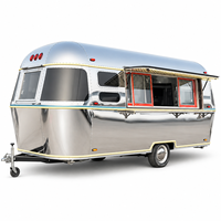   Remorque alimentaire de style rétro, carrosserie en aluminium, simple essieu, cuisine mobile extérieure, espace de préparation, résistante à la rouille, facile à nettoyer