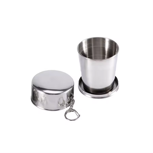 Tazze Pieghevoli da 60ml, 140ml, 250ml, Portatili in Acciaio Inox Argento, Tazza da Campeggio Richiudibile con Portachiavi per France <span class=keywords><strong>Max</strong></span> & Jack's - Product Image 3