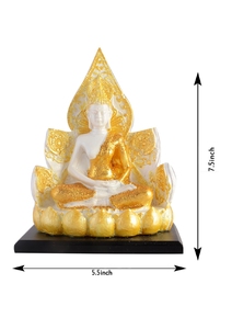 Statue de Bouddha en résine, design lotus doré et blanc, décoration spirituelle zen pour la maison, ornement de table d'intérieur, élégante pièce d'art pour le salon - Product Image 6