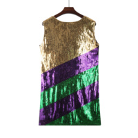 Robe de cérémonie grande taille en jersey violet à sequins couronne, col rond, taille naturelle, idéale pour le défilé du Mardi Gras