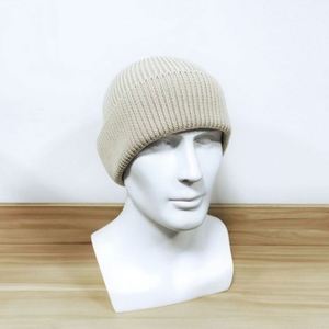 Bonnet tricoté tendance en acrylique et coton, avec revers, chaud pour l'hiver, pour hommes et femmes, vente en gros en stock - Product Image 2