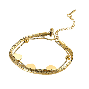 <span class=keywords><strong>Bracelet</strong></span> à breloques en forme de cœur, best-seller sur le marché européen, chaîne ajustable couleur or, bijoux hypoallergéniques pour femmes, cadeau - Product Image 1