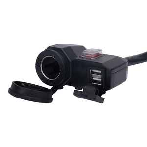 Chất lượng cao không thấm nước 12V-24V cổng kép USB Xe máy điện sạc Ổ cắm với thuốc lá nhẹ hơn nữ ổ cắm - Product Image 2