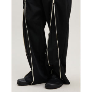 Bordino anteriore bianco <span class=keywords><strong>con</strong></span> spacchi e Zip nella parte inferiore Vintage fit <span class=keywords><strong>con</strong></span> Zip <span class=keywords><strong>con</strong></span> dettagli elasticizzati a vita media <span class=keywords><strong>pantaloni</strong></span> sportivi neri da uomo - Product Image 6