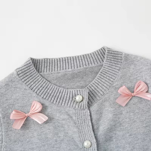 Cárdigan Largo de Lana y Algodón con Lazo Tejido para Niñas, Bebés Recién Nacidos, Cierre de Botones, Moda Navideña, Otoño Invierno - Product Image 3