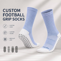 Chaussettes de football personnalisées avec logo OEM ODM respirantes et rembourrées, chaussettes de sport antidérapantes bleu ciel pour hommes