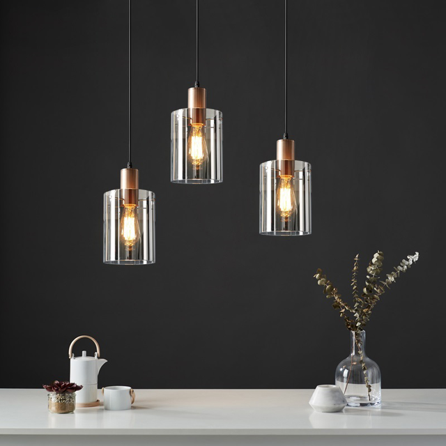 Italian Minimalist Iron Frame Glass Chandelier High-End Design Adjustable Height LED Black Finish for Restaurant Bar Counter