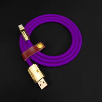 Kabel Data Silikon Cair Pengisian Cepat PD100W untuk Huawei Samsung, Harga Pabrik, Emas Tembaga, Dapat Disesuaikan, Tipe A ke C