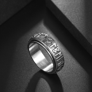 Six Syllable Mantra <b>Titanium</b> Steel <b>Ring</b> Men's Index Finger Jewelry SA1141 Rotatable Design - Product Image 4