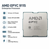 Prosesor AMD EPYC 9115 Server CPU 16 Core 32 Thread 2.6GHz 4.1GHz 64MB L3 Cache Socket SP5 125W untuk Pusat Data