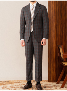 Completo Primaverile da Uomo Due Pezzi a Quadri di Alta Qualità, Slim Fit, Versatile con Doppio Spacco, Risvolto a Tacca, Set Elegante da Gentiluomo per Affari - Product Image 2