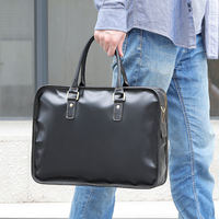 Tas Laptop Kulit Asli Pria Mewah untuk Bisnis, Tahan Lama, Kapasitas Besar, Penutup Ritsleting