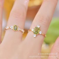Bague en acier inoxydable de la marque Fanhua, bijoux de mode, étanche, non ternissable, plaquée or 18 carats, zircon vert