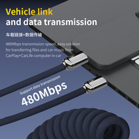 Câble de charge rapide USB-C 8 broches rétractable en alliage d'aluminium PD 60W 1,8 m 6A Écologique pour iPhone Qualité supérieure