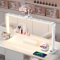 Lampe de bureau LED pliable en aluminium 48W demi-lune 34 pouces sans ombre, luminosité réglable en continu 3000K-6500K pour manucure