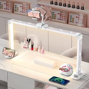 Lámpara <span class=keywords><strong>de</strong></span> Escritorio LED <span class=keywords><strong>de</strong></span> Aluminio Plegable <span class=keywords><strong>de</strong></span> 48W con Luz <span class=keywords><strong>de</strong></span> <span class=keywords><strong>Media</strong></span> <span class=keywords><strong>Luna</strong></span> <span class=keywords><strong>de</strong></span> 34 Pulgadas, Sin Sombras, Brillo Graduable <span class=keywords><strong>de</strong></span> 3000K-6500K para Manicura - Product Image 1
