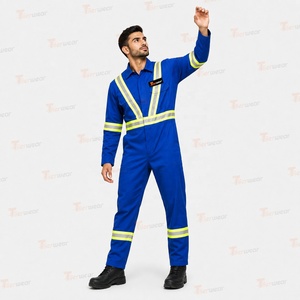 Nouvelle combinaison de travail pour homme 2026 en coton bleu haute visibilité, imperméable et coupe-vent, avec bandes réfléchissantes, manches longues, combinaison de sécurité - Product Image 2