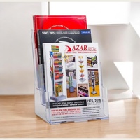 Support de brochure en acrylique à 3 niveaux et organiseur de bureau, couleur et taille personnalisables, design moderne minimaliste transparent, fixation murale