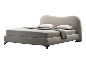 Lit King Size en Lin Capitonné de Luxe Tête de Lit Courbée Moderne Design <span class=keywords><strong>Chic</strong></span> Meubles de <span class=keywords><strong>Chambre</strong></span> à <span class=keywords><strong>Coucher</strong></span> Ensemble de Lit - Product Image 5
