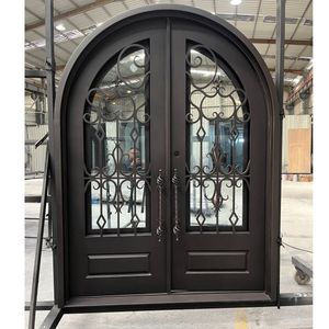 <span class=keywords><strong>Handong</strong></span> Upplier Precio de Francés Exterior Vidrio Metal Security Teel Hierro Forjado Doble Puerta de Entrada Frontal Rotura Térmica - Product Image 6