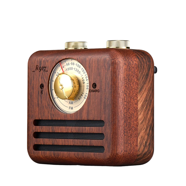 Classic Design Portable Pocket FM Radio Retro Wooden Style MP3 BT Speaker Solar Powered Light Display Internet Radio Outdoor DC