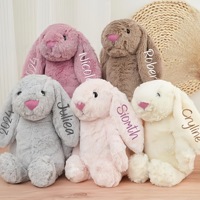 Peluche personnalisée brodée Lapin de Pâques à longues oreilles, poupée de sommeil pour bébé, livraison directe personnalisée, cadeau de Pâques pour filles