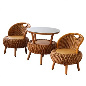 Ensemble de 3 chaises en rotin, dossier en cannage simple, chaise de loisirs modulaire, design traditionnel - Meubles pour salon et hôtel - Product Image 3