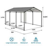 Abri de voiture 20x20 pieds en acier renforcé toutes saisons, directement de l'usine, en stock, supporte la personnalisation, abri de garage extérieur double pour voitures