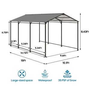 Abri de voiture 20x20 pieds en acier renforcé toutes saisons, directement de l'<span class=keywords><strong>usine</strong></span>, en stock, supporte la personnalisation, abri de garage extérieur double pour voitures - Product Image 4