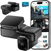 Cámara para Auto 4G LTE con Doble Lente y Wifi, con Servicio en la Nube, Grabador GPS con Vista en Vivo, DVR para Vehículos con APP