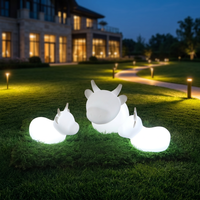 Sculpture décorative de vache de dessin animé réaliste et lumineuse pour extérieur, idéale pour Noël, Halloween, Thanksgiving, jardin, ferme, avec éclairage scénique